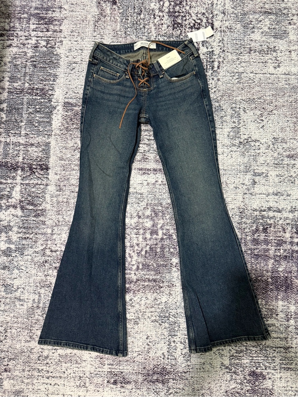 Hollister Dark Blue Lace-Up Flare Jeans